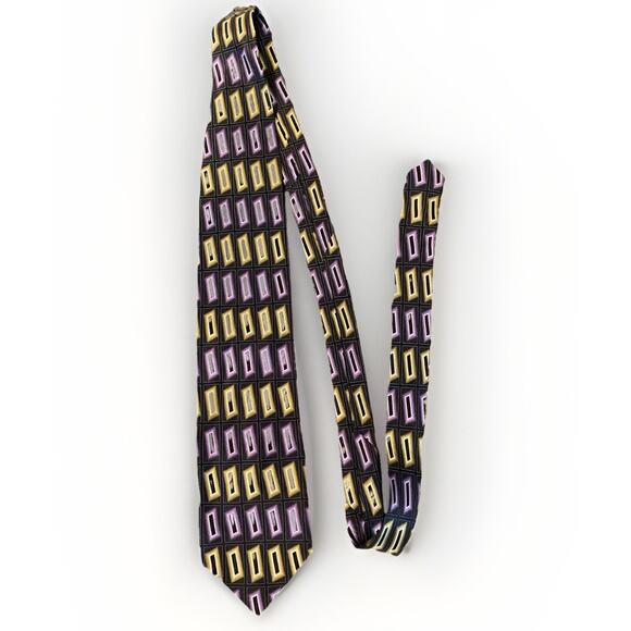 Alexander Julian Pure Silk Mens Tie Navy/Purple/Green Necktie NWOT Classic VTG - Picture 1 of 6